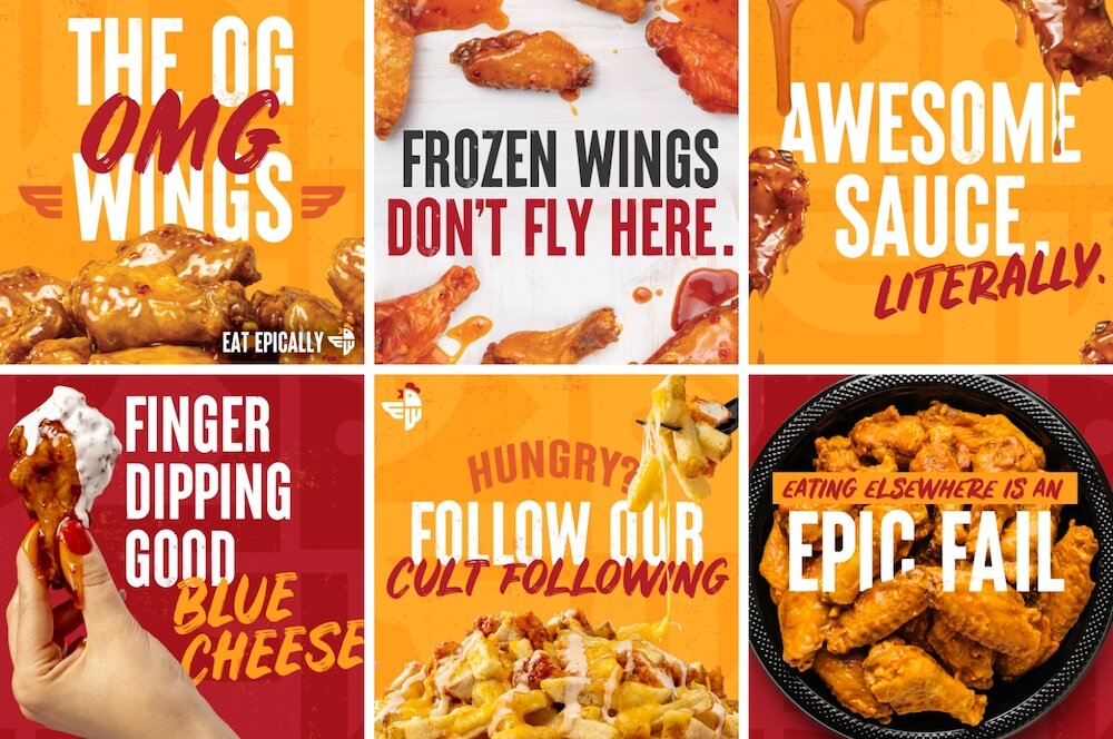 epic wings ads collage